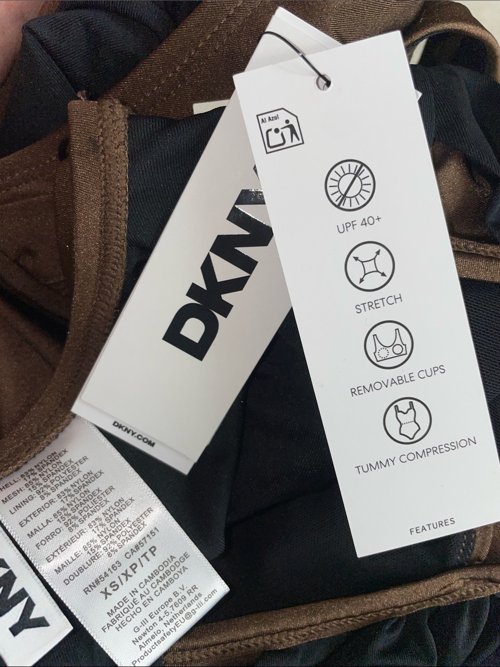 DKNY Brown Twist-Front One-Piece Swimsuit NWT - Picture 14 of 15